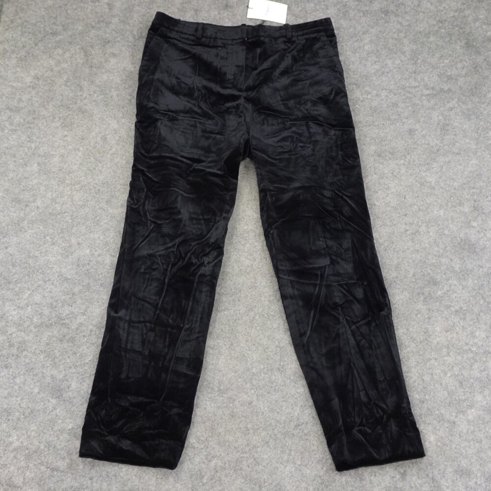 Theory Pants Womens 8 Tailored Fit Stretch Black Velvet Trousers Ankle Dress